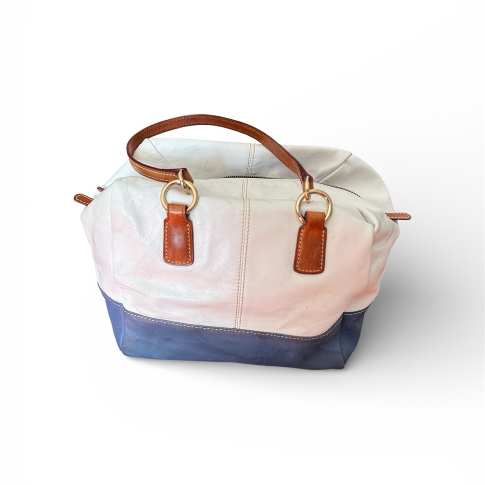 Vintage Dooney & Bourke White and Blue Women's Handbag - Picture 2 of 5